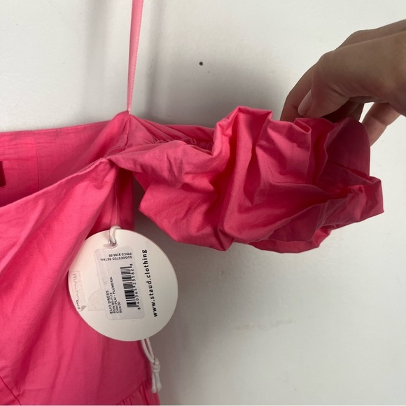 New STAUD Elio Off-shoulder Dress in Cotton Poplin size 00 in Plumeria - Picture 5 of 9